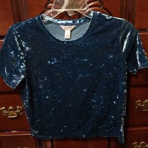 Blue crushed velvet tee